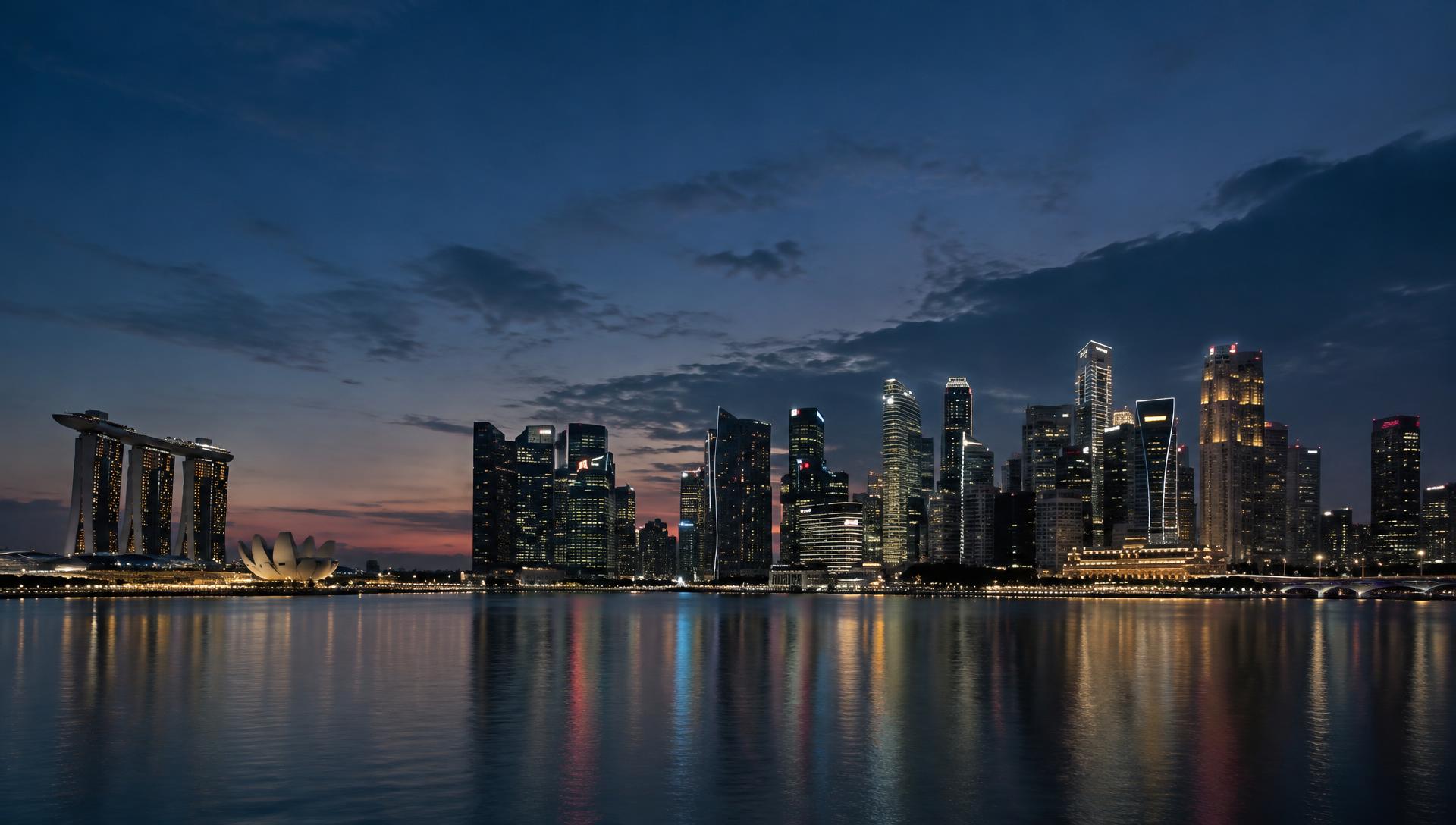 Singapore skyline at blue hour